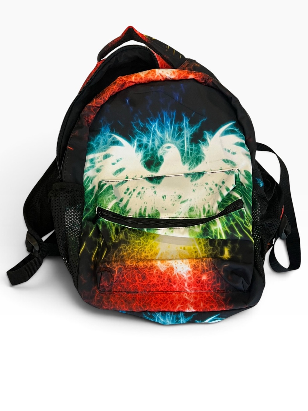 Multicolor Eagle Graphic Backpack - Vibrant Lightning Design